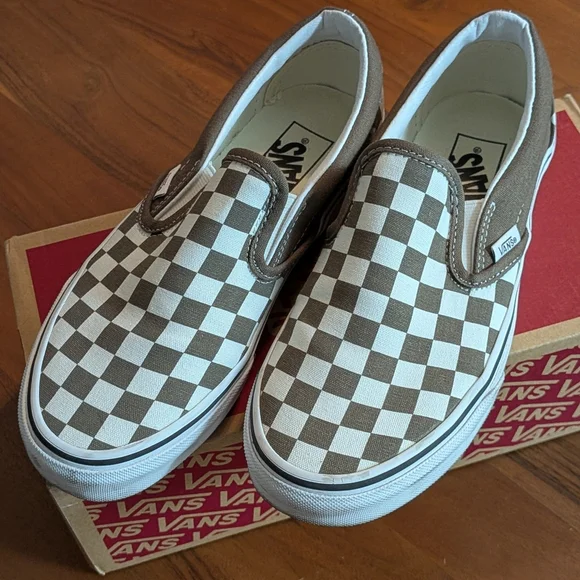 Vans Brown and White Checkerboard Slip-Ons - Picture 2 of 3